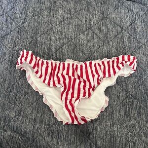 Shade & Shore Red and White Striped Bikini Bottom